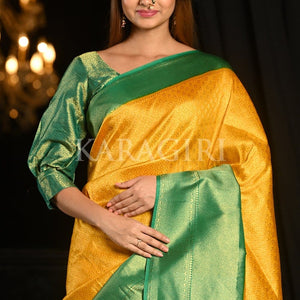 Amber Yellow Kanjivaram Saree