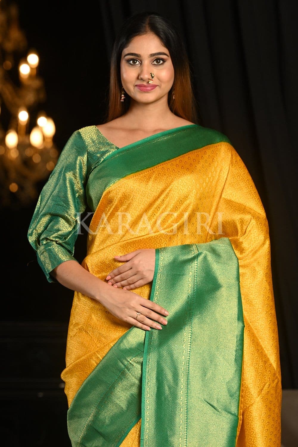 Amber Yellow Kanjivaram Saree
