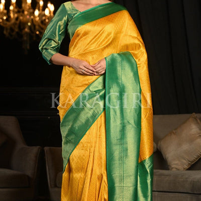 Amber Yellow Kanjivaram Saree