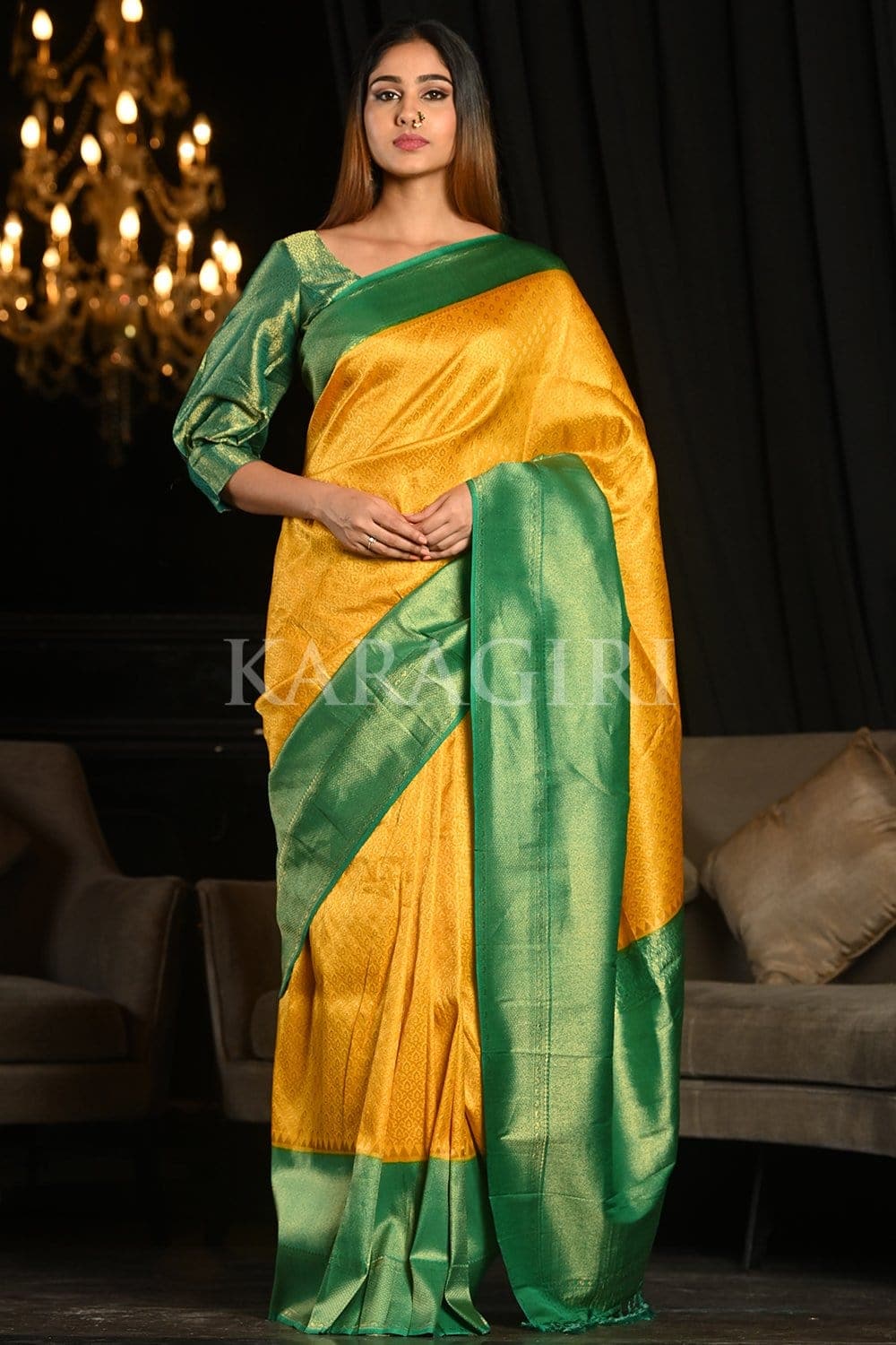 Amber Yellow Kanjivaram Saree