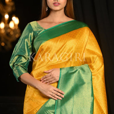 Amber Yellow Kanjivaram Saree