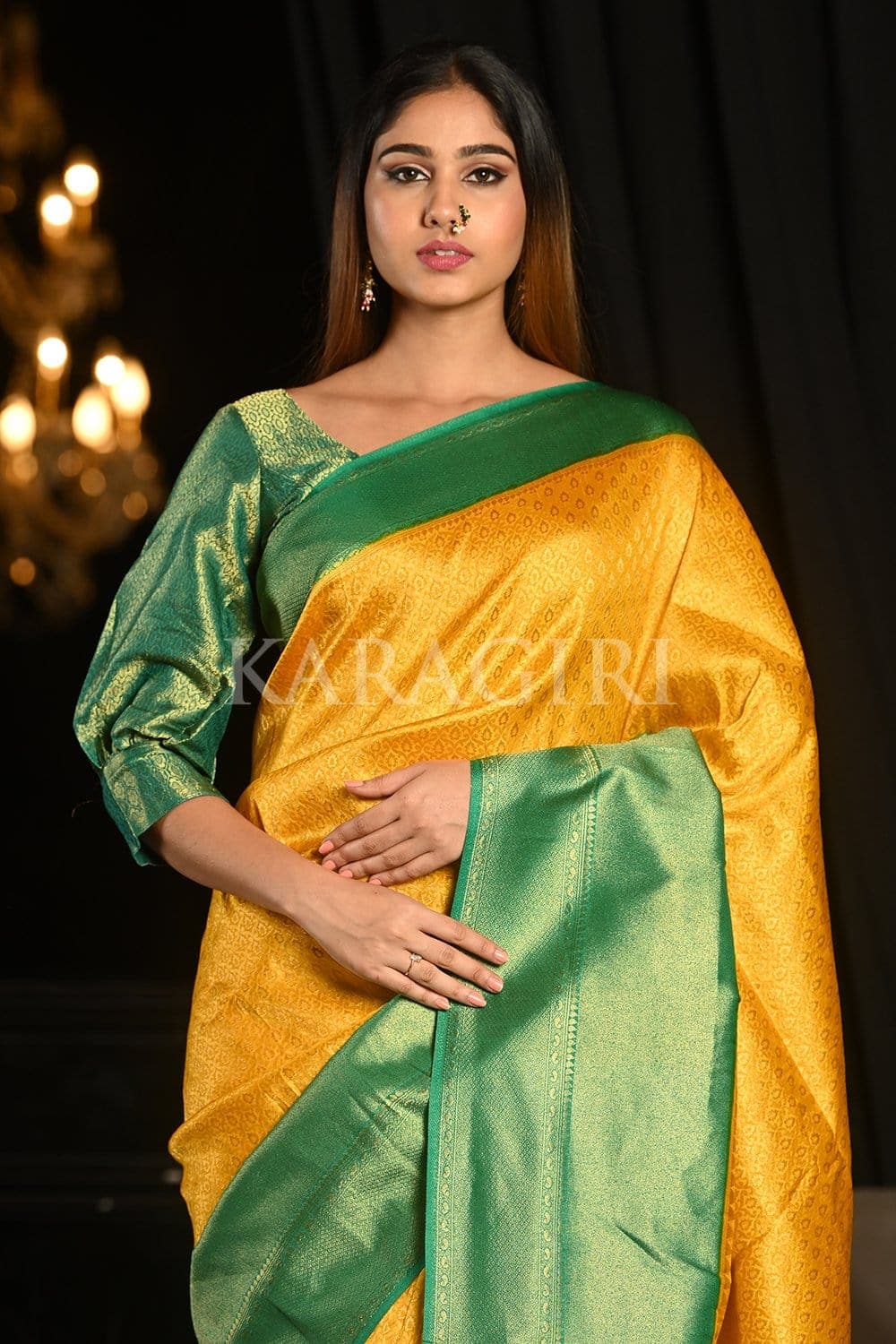 Amber Yellow Kanjivaram Saree