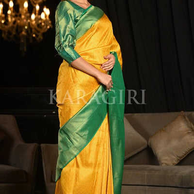 Amber Yellow Kanjivaram Saree