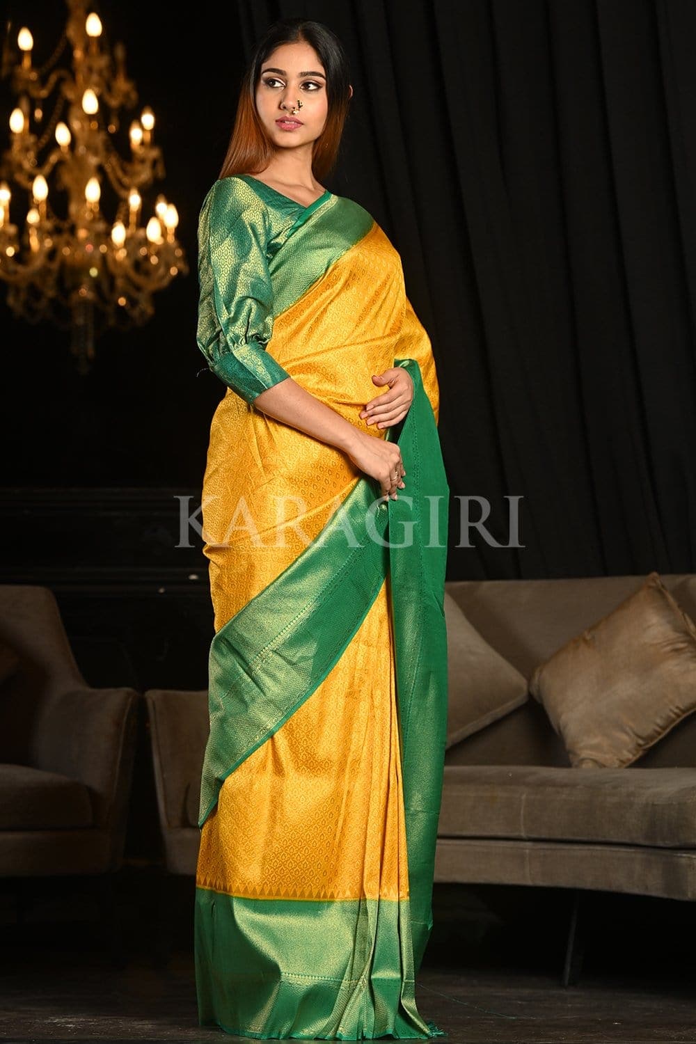 Amber Yellow Kanjivaram Saree