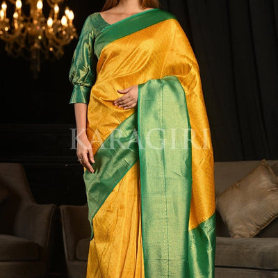 Amber Yellow Kanjivaram Saree