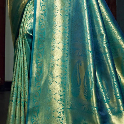 Azul Mar Blue Kanjivaram Saree