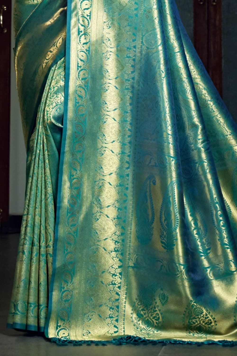 Azul Mar Blue Kanjivaram Saree