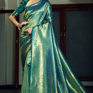 Azul Mar Blue Kanjivaram Saree