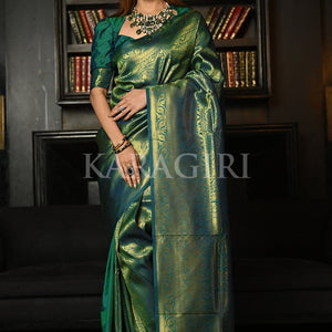 Azul Mar Blue Kanjivaram Saree