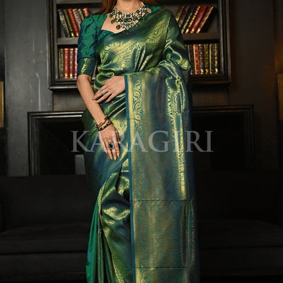 Azul Mar Blue Kanjivaram Saree