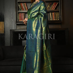 Azul Mar Blue Kanjivaram Saree