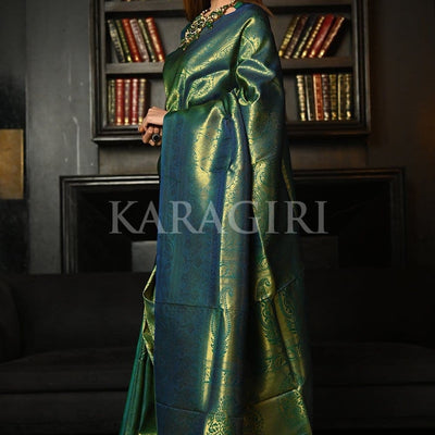 Azul Mar Blue Kanjivaram Saree