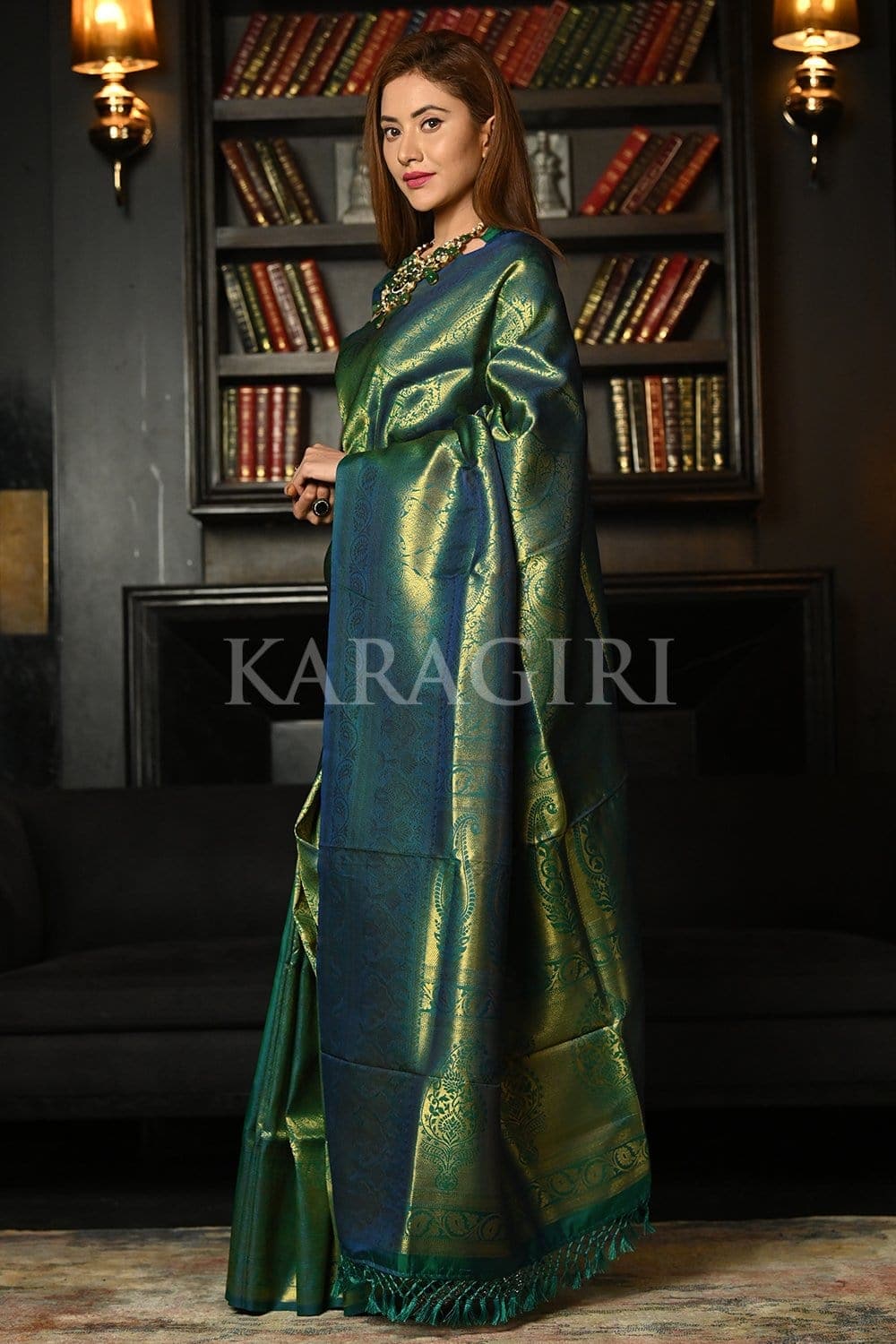 Azul Mar Blue Kanjivaram Saree