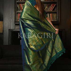 Azul Mar Blue Kanjivaram Saree