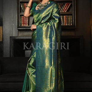 Azul Mar Blue Kanjivaram Saree