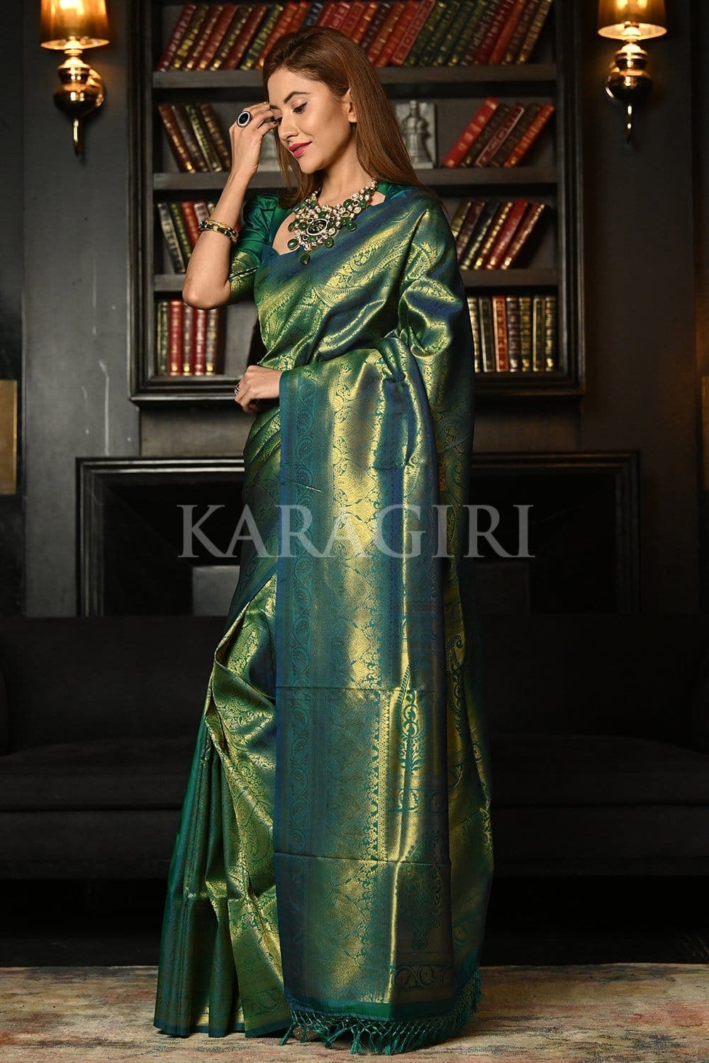 Azul Mar Blue Kanjivaram Saree