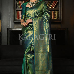 Azul Mar Blue Kanjivaram Saree