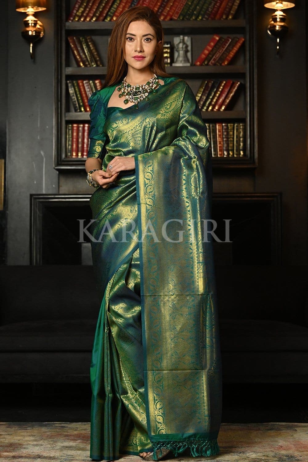 Azul Mar Blue Kanjivaram Saree