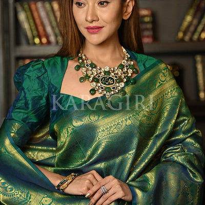 Azul Mar Blue Kanjivaram Saree