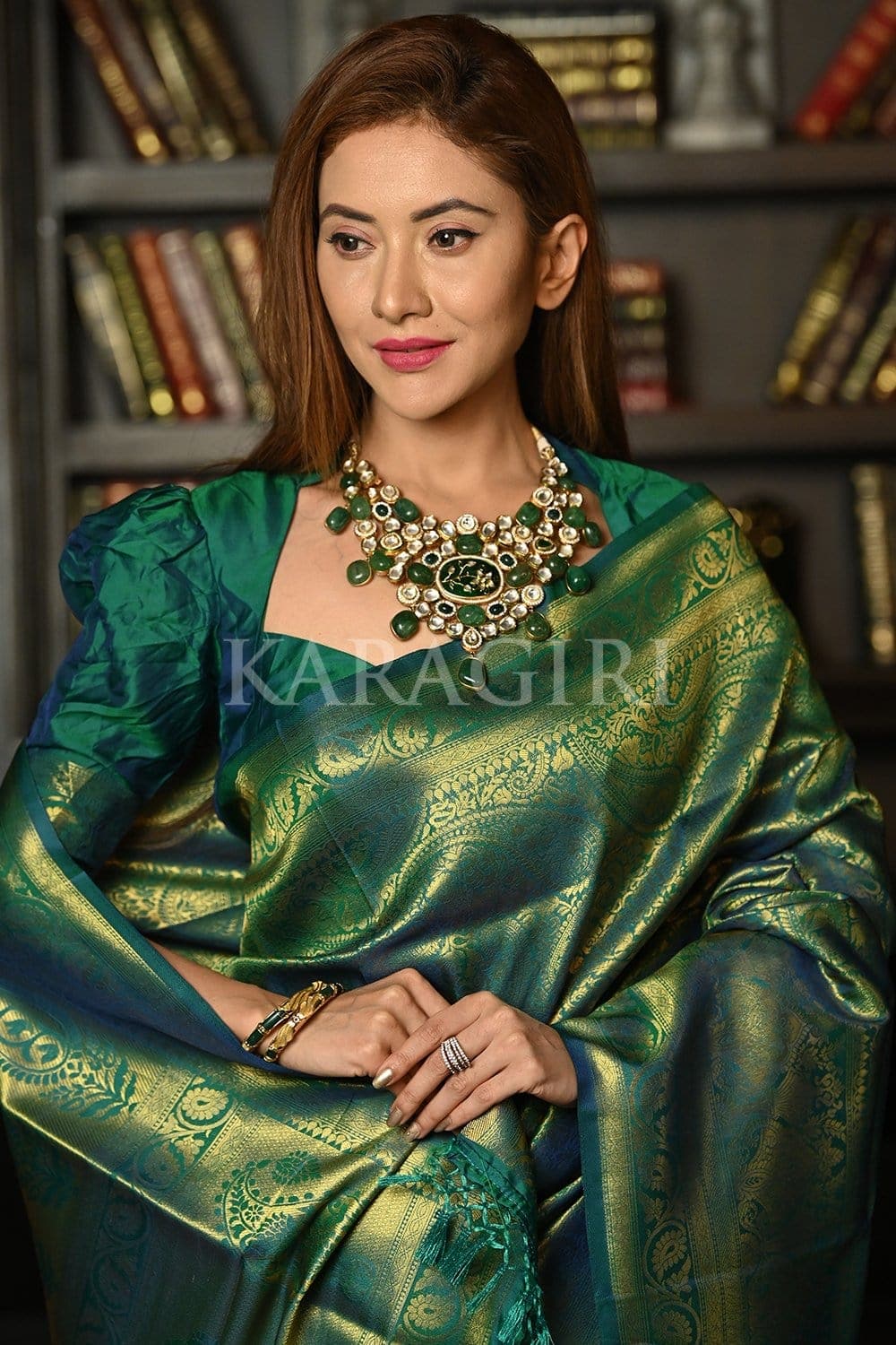 Azul Mar Blue Kanjivaram Saree