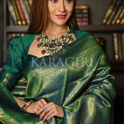 Azul Mar Blue Kanjivaram Saree