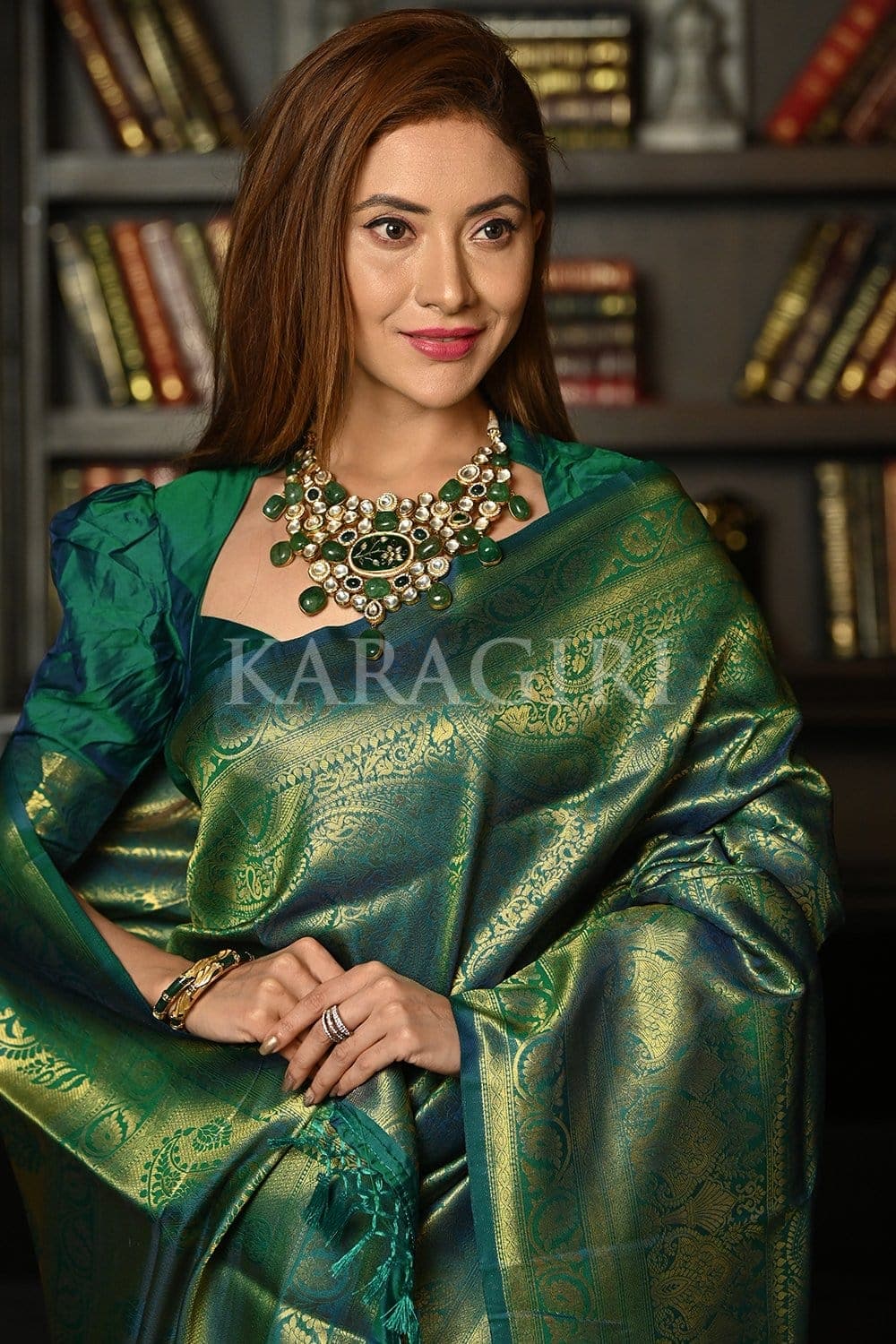 Azul Mar Blue Kanjivaram Saree