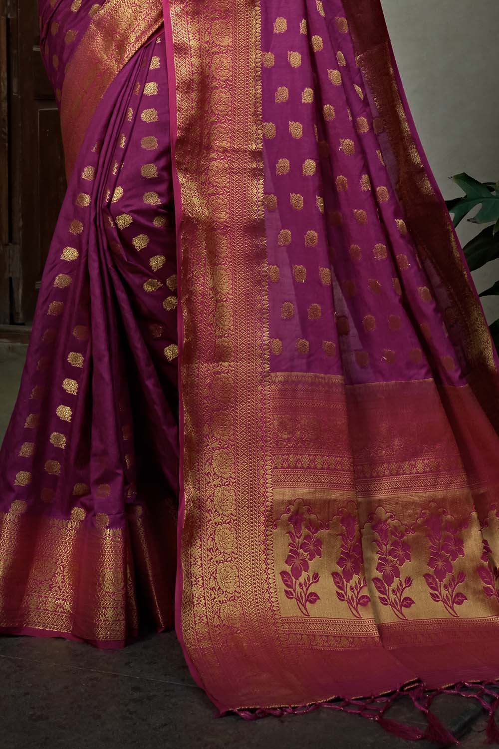 Boysenberry Purple Kanjivaram Saree