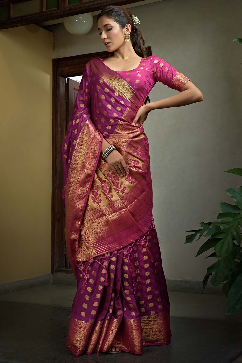 Boysenberry Purple Kanjivaram Saree