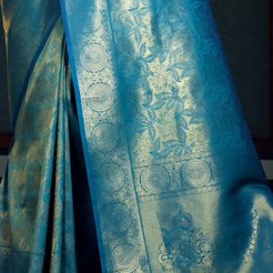 Cerulean Blue Kanjivaram Saree
