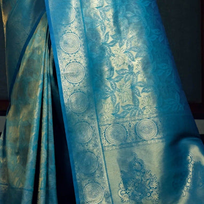 Cerulean Blue Kanjivaram Saree