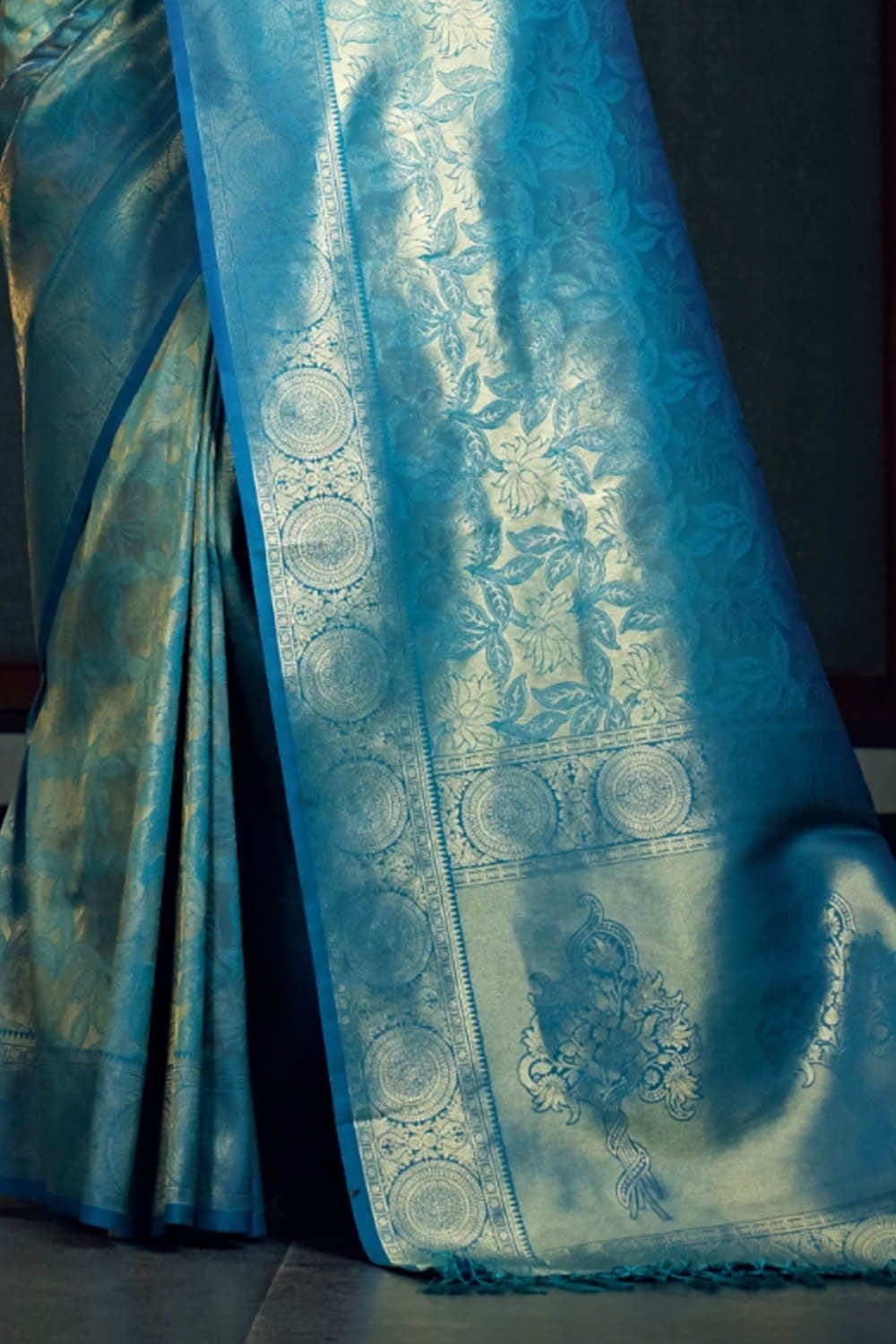 Cerulean Blue Kanjivaram Saree