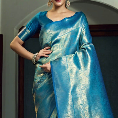 Cerulean Blue Kanjivaram Saree