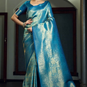 Cerulean Blue Kanjivaram Saree