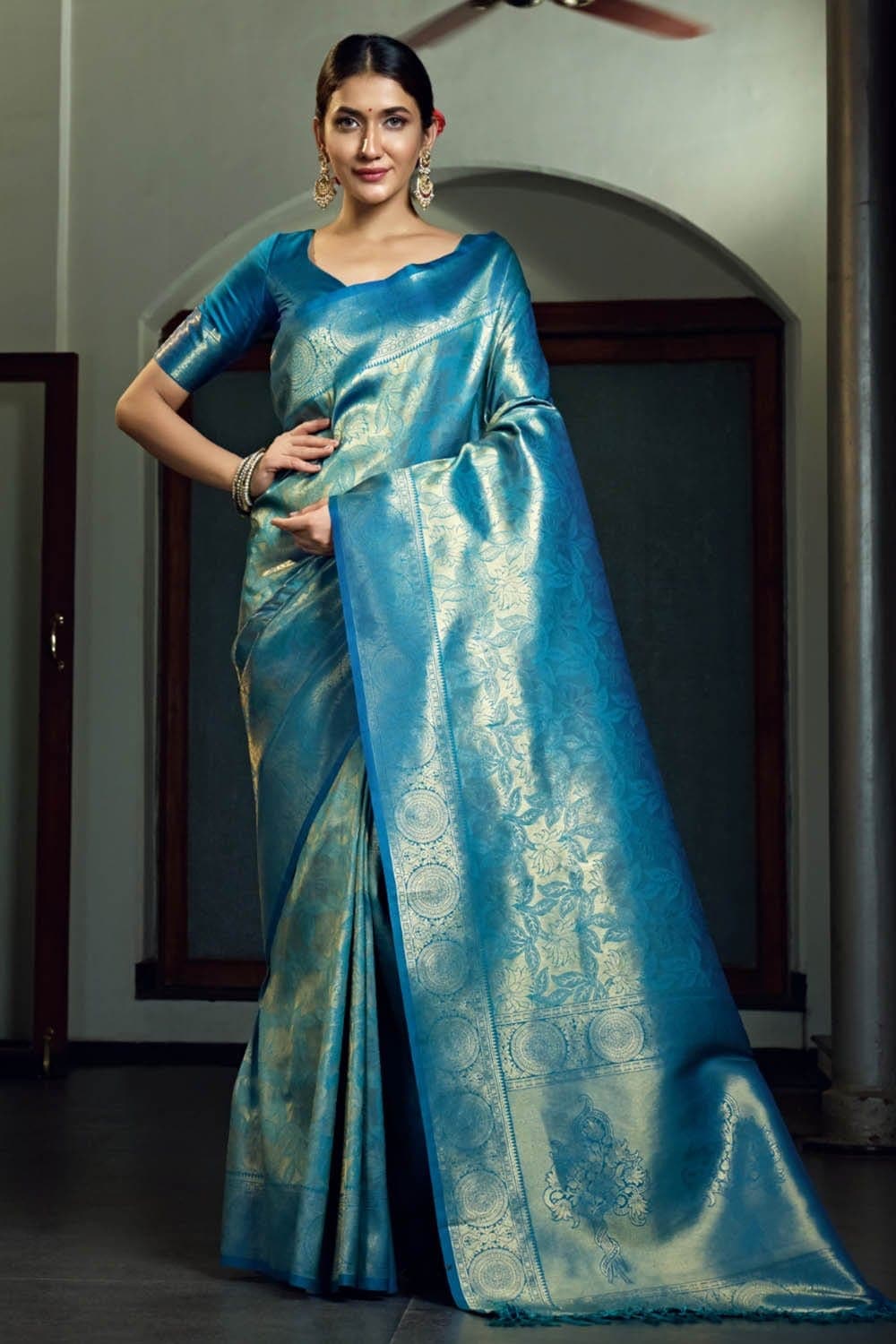 Cerulean Blue Kanjivaram Saree