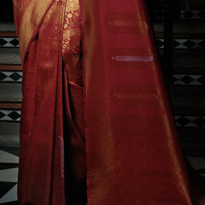 Claret Red Kanjivaram Saree