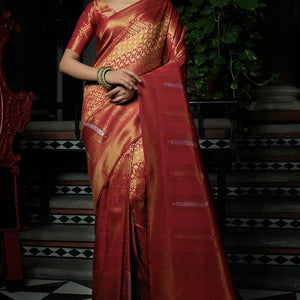 Claret Red Kanjivaram Saree