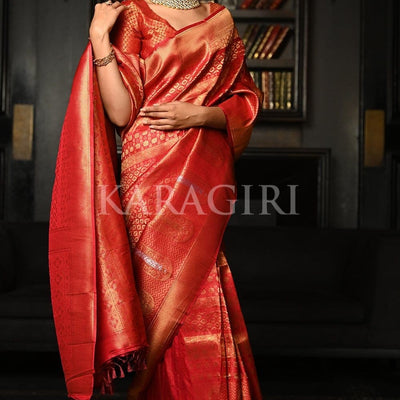 Claret Red Kanjivaram Saree