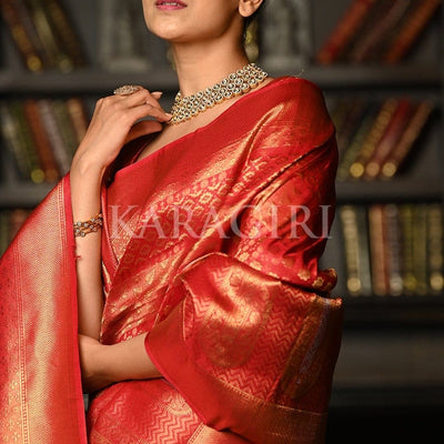 Claret Red Kanjivaram Saree