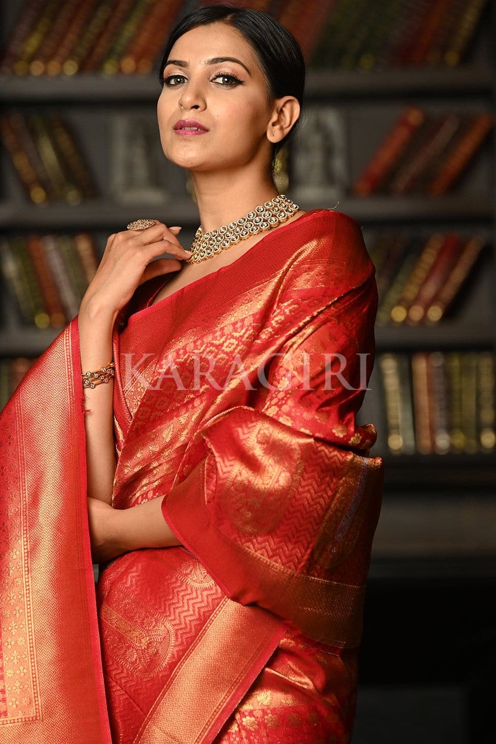 Claret Red Kanjivaram Saree