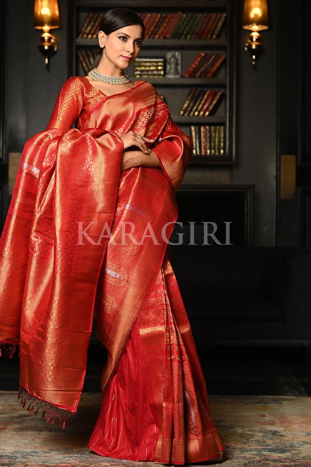 Claret Red Kanjivaram Saree