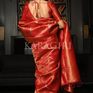 Claret Red Kanjivaram Saree