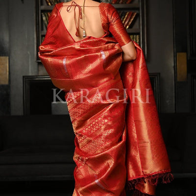 Claret Red Kanjivaram Saree