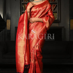 Claret Red Kanjivaram Saree