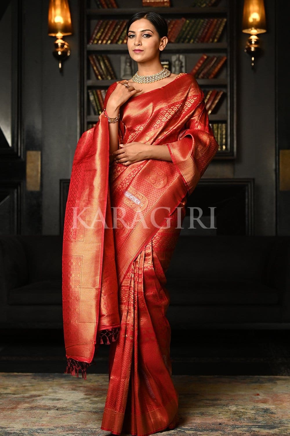 Claret Red Kanjivaram Saree