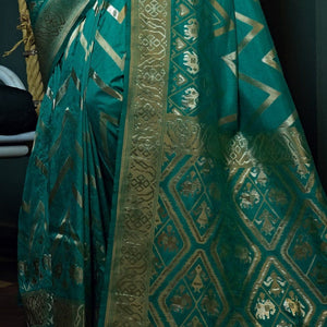 Cyan Blue Kanjivaram Saree