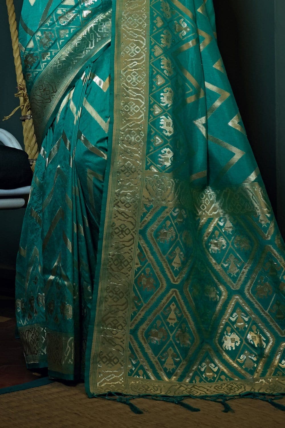 Cyan Blue Kanjivaram Saree