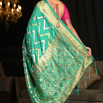 Cyan Blue Kanjivaram Saree