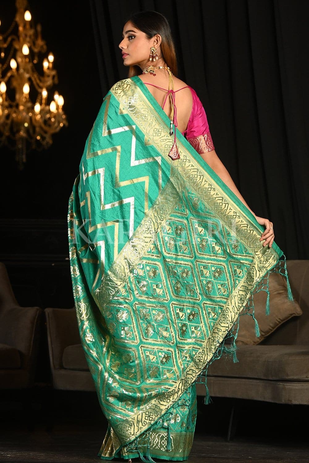 Cyan Blue Kanjivaram Saree