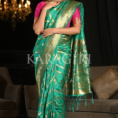 Cyan Blue Kanjivaram Saree
