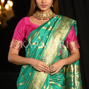 Cyan Blue Kanjivaram Saree